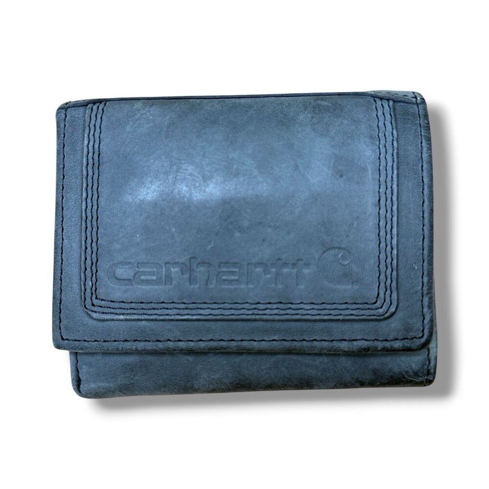 Carhartt Men's Gray Wallet Detroit Passcase Gray Leather Distressed B0000212-001